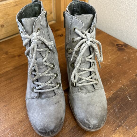 Sorel Shoes - Sorel Joan Uptown 9.5 Waterproof Wedge Bootie Shoe Distressed Khaki Chic City